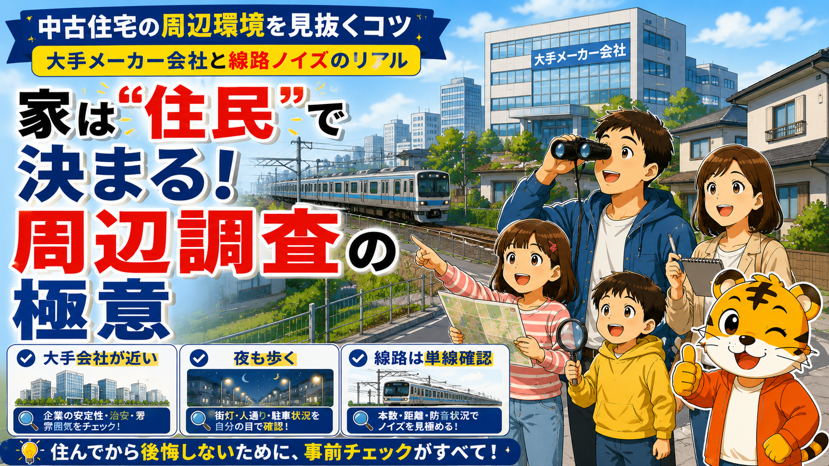 中古住宅の周辺環境を見抜くコツ|大手メーカー工場の距離と線路ノイズのリアル