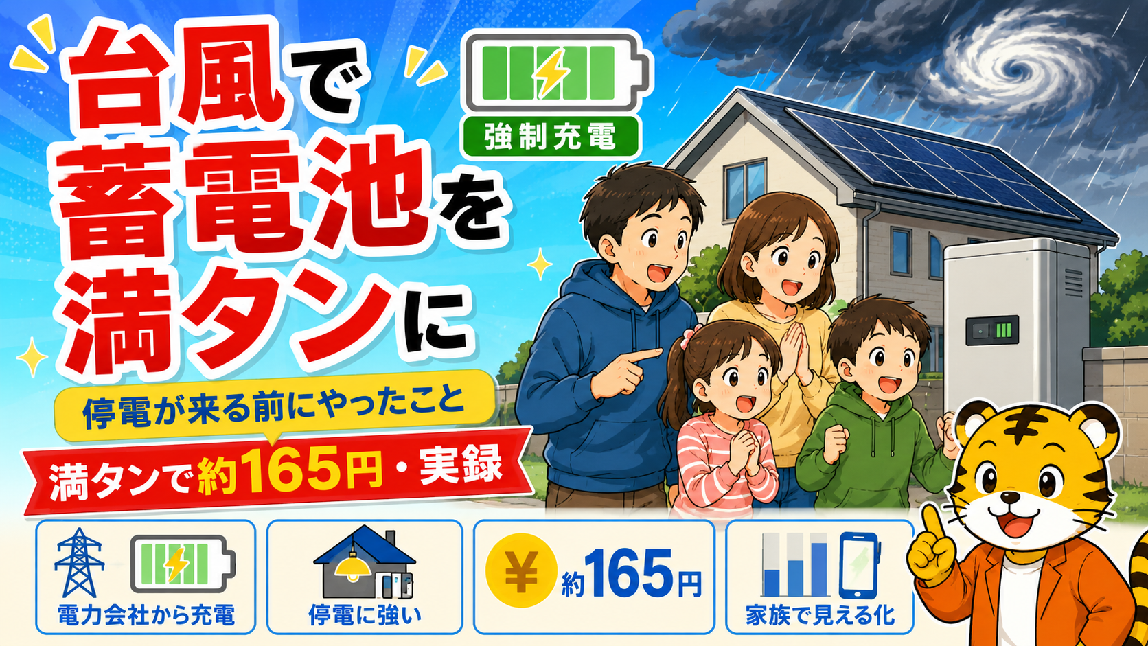 【実録】台風・停電に備えて蓄電池を満充電にした|中古の太陽光2.2kW+蓄電池6.5kWhで当日やったこと