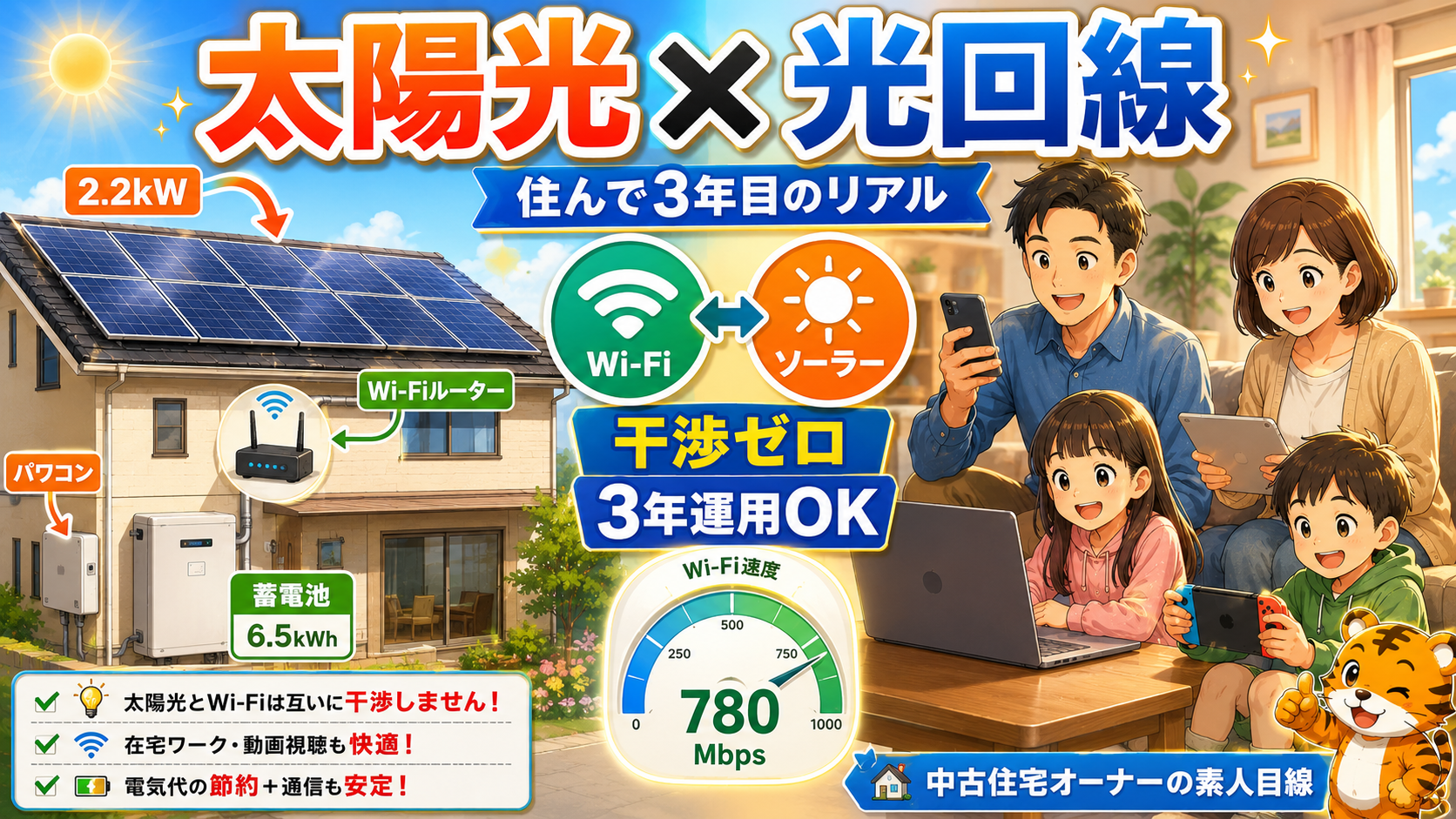 太陽光・蓄電池がある戸建てでも光回線は使える?干渉・HEMS連携・停電時の実態【住んで3年目のリアル】