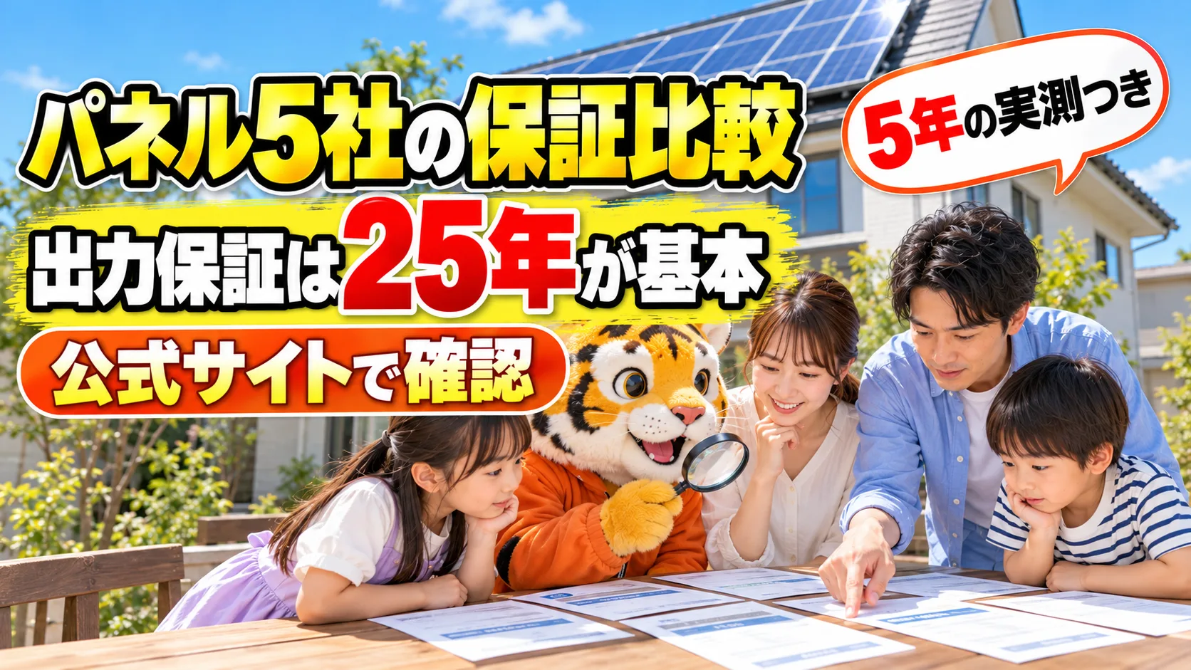 太陽光パネルメーカー5社の保証を比較【2026年・公式サイトで確認】|長州産業を5年分の実測データで検証